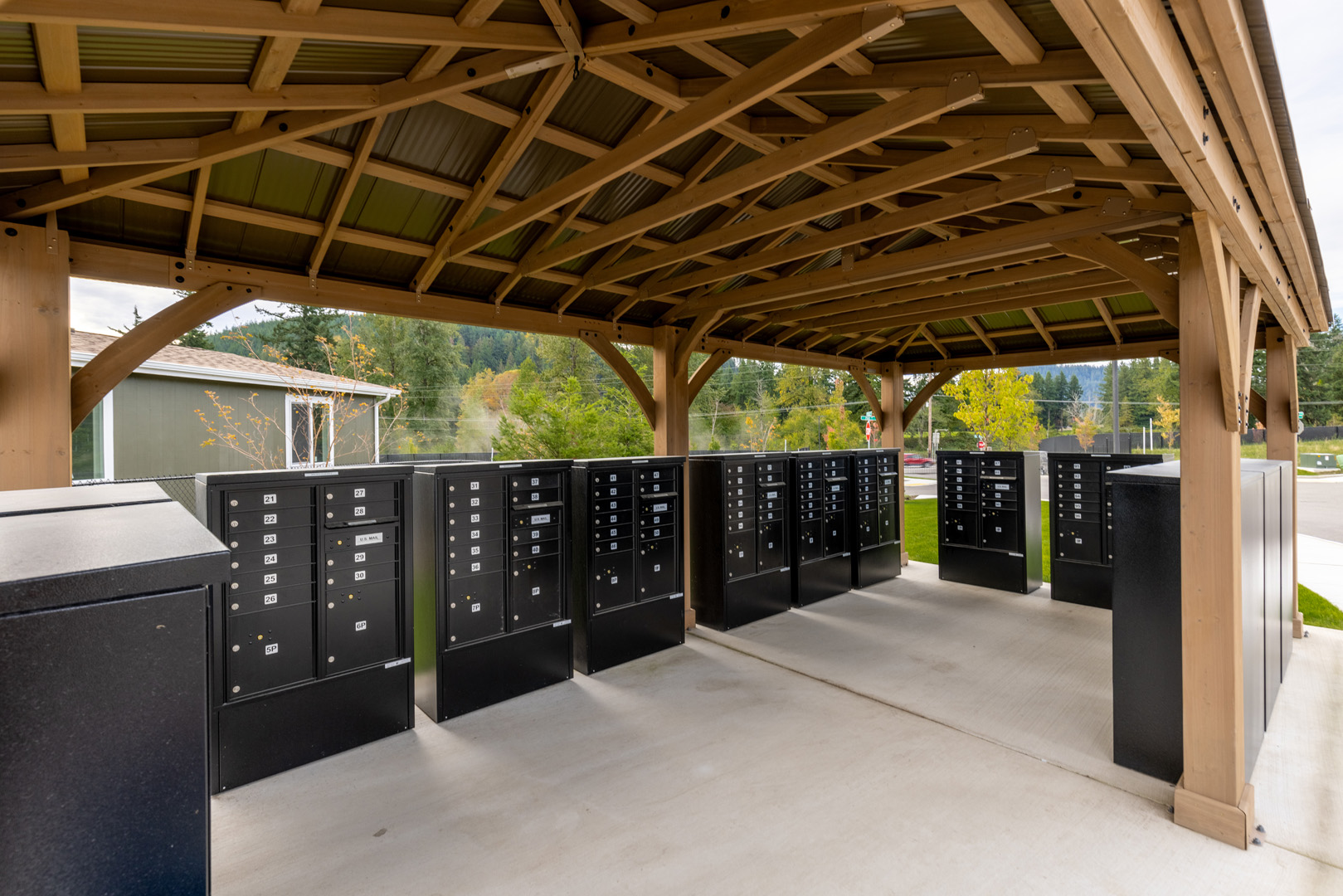 covered outdoor community mail center