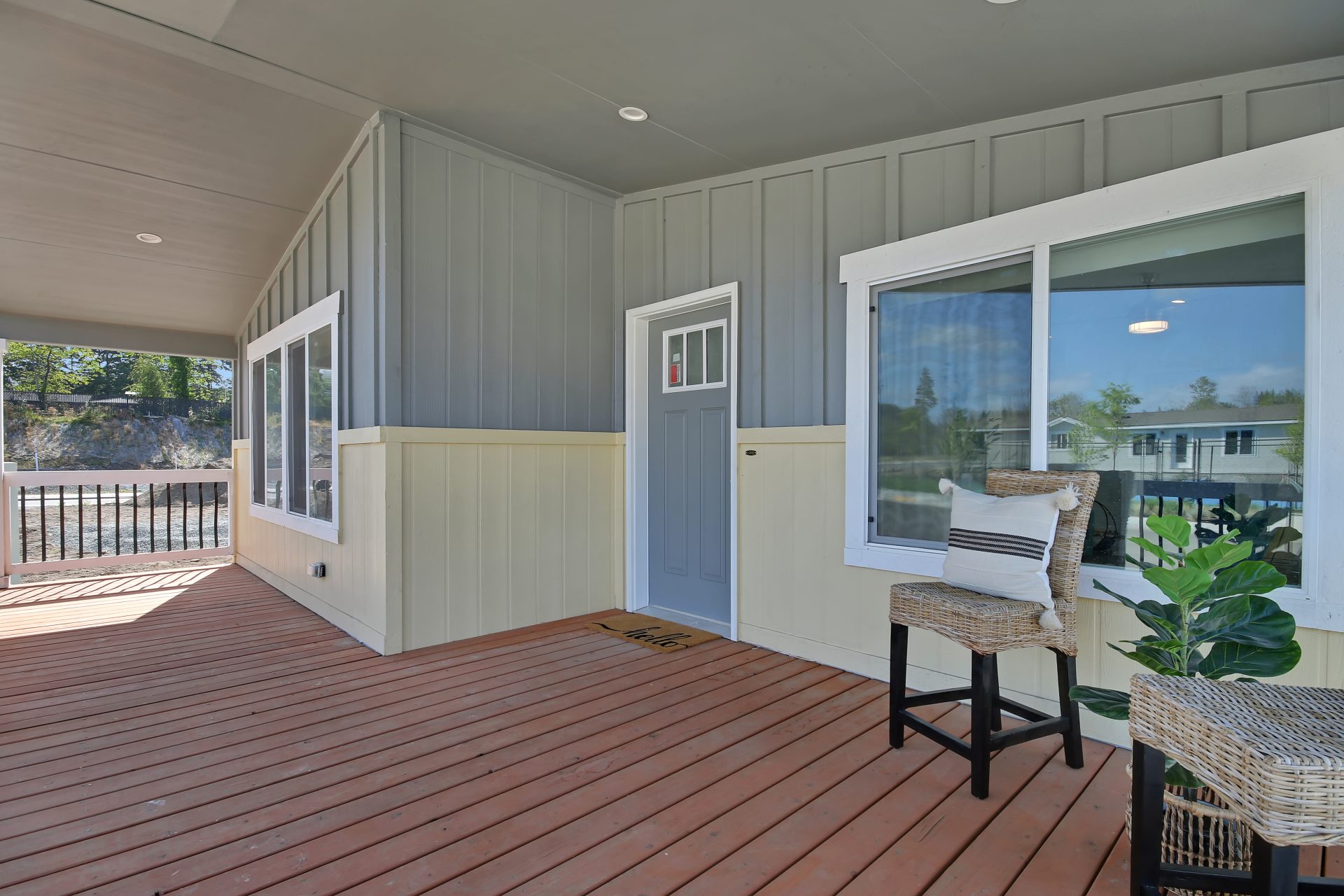 covered residential deck and entryway
