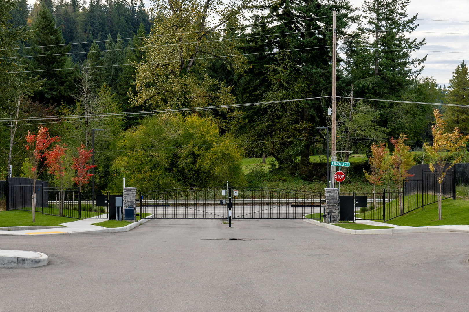 gated residential neighborhood security entrance
