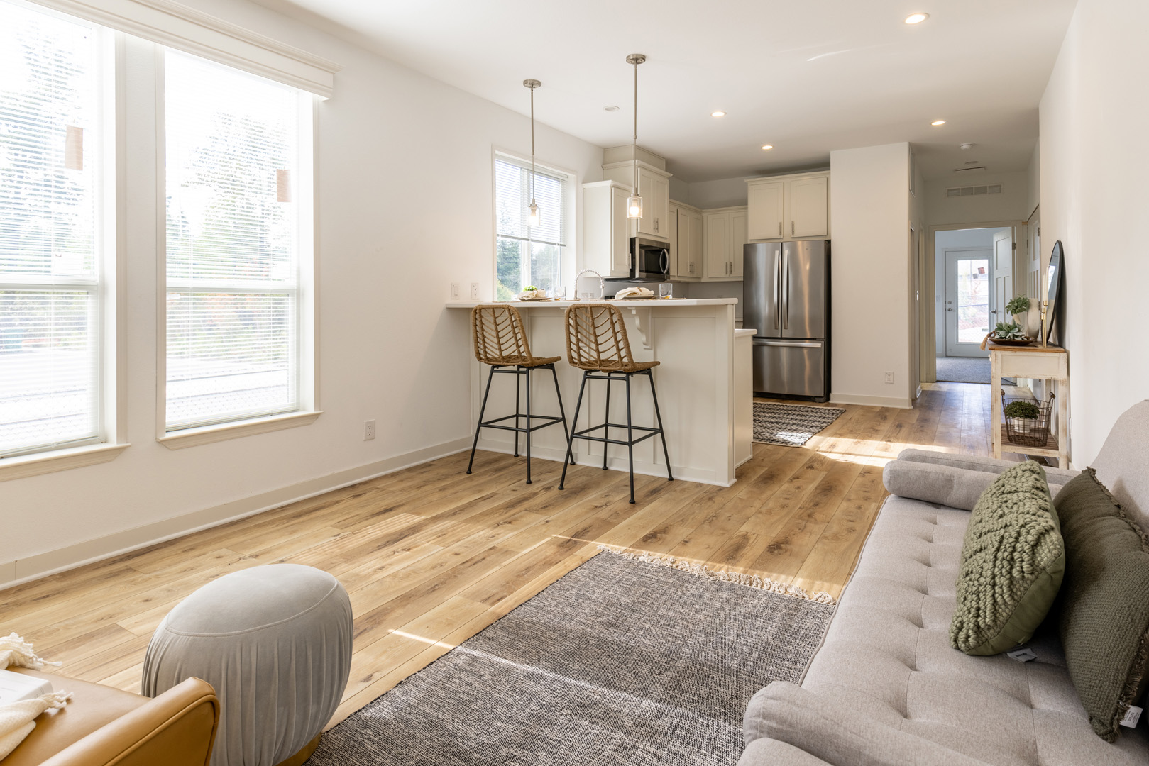 integrated living and kitchen space