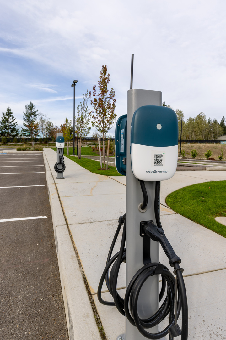 outdoor electric vehicle charging station lot