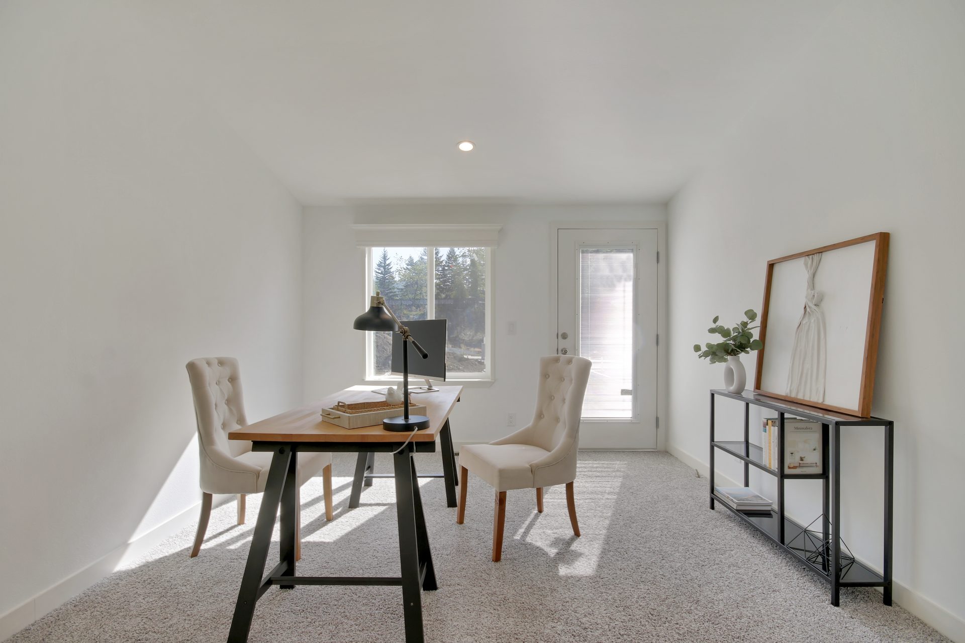 residential home office desk and seating