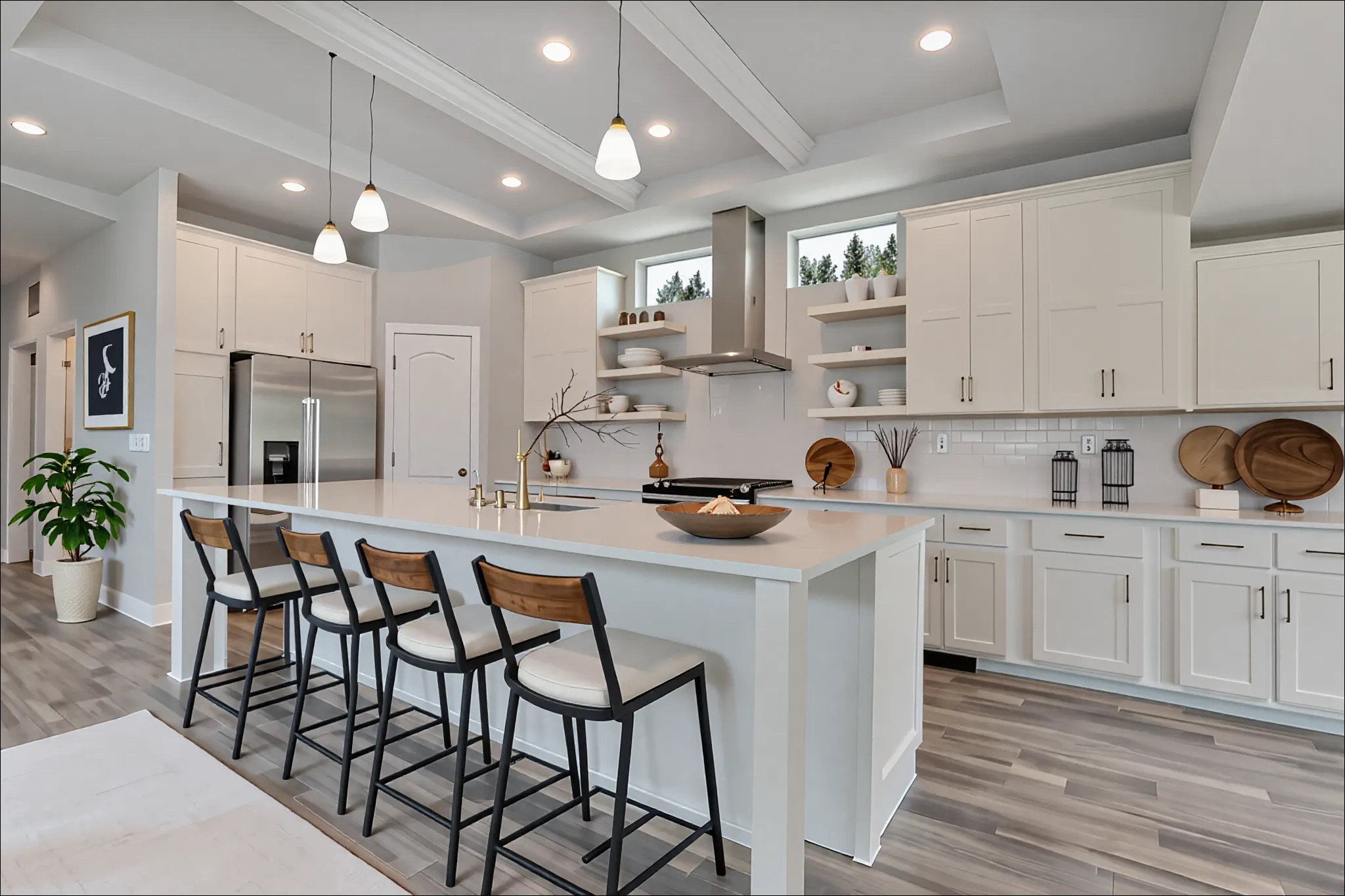 Kitchen with island seating at Crystal Mountain MHC