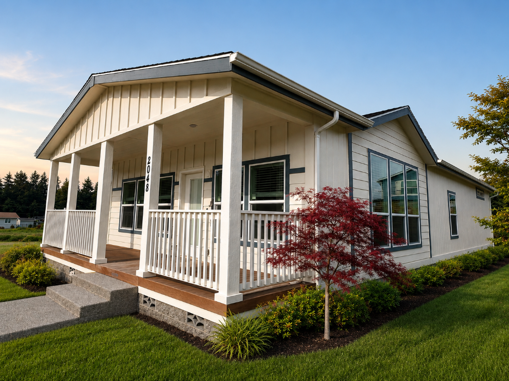 manufactured home with covered porch